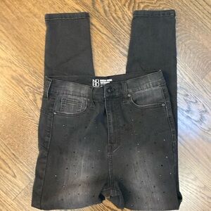 NOBO High Rise Skinny Distressed Black Bead Embedded Front size 11